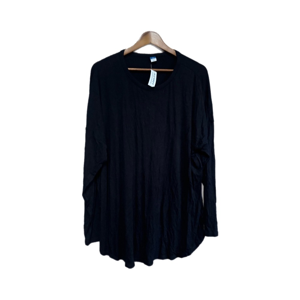 Old Navy Luxe Long Sleeve Tee Women XL Black NEW Crew Neck Rayon Blend 750264